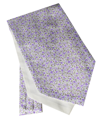 Fine Silk Detailed Floral Design Cravat in Lilac